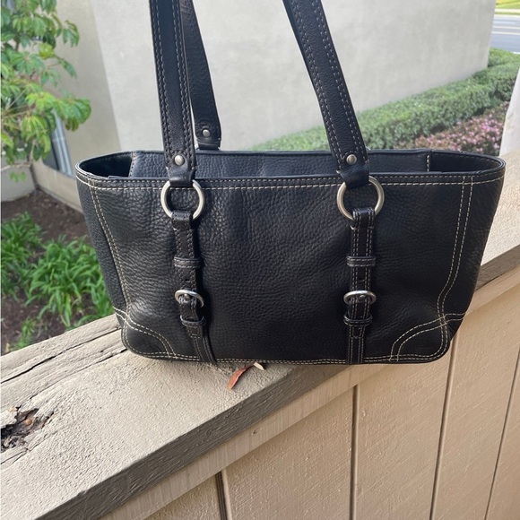 Coach Black Leather pebbled Small Medium Tote Bag - Picture 11 of 11